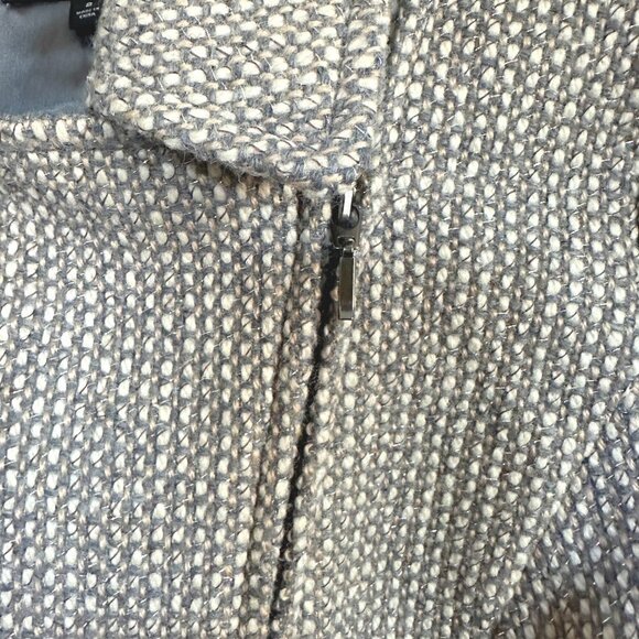 Talbots Cropped Tweed Julienne Metallic Wool Moto Jacket Grey Silver size 8 - Picture 4 of 11